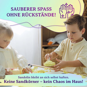Sandolin Kinetischer Sand Gelb sorgt für sauberes Spielen ohne Rückstände, ideal für den Einsatz im Kinderzimmer