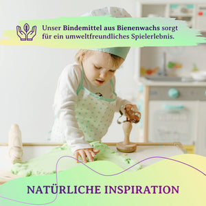 Grüner Kinetischer Sand von Sandolin mit natürlichem Bindemittel aus Bienenwachs für ein umweltfreundliches Spielerlebnis