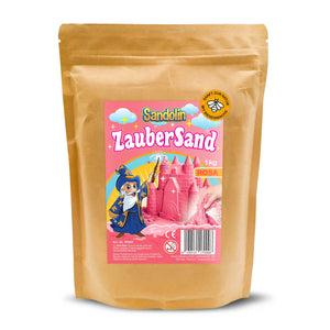 Produktfoto von Sandolin Zaubersand rosa in Verpackung mit Etikett