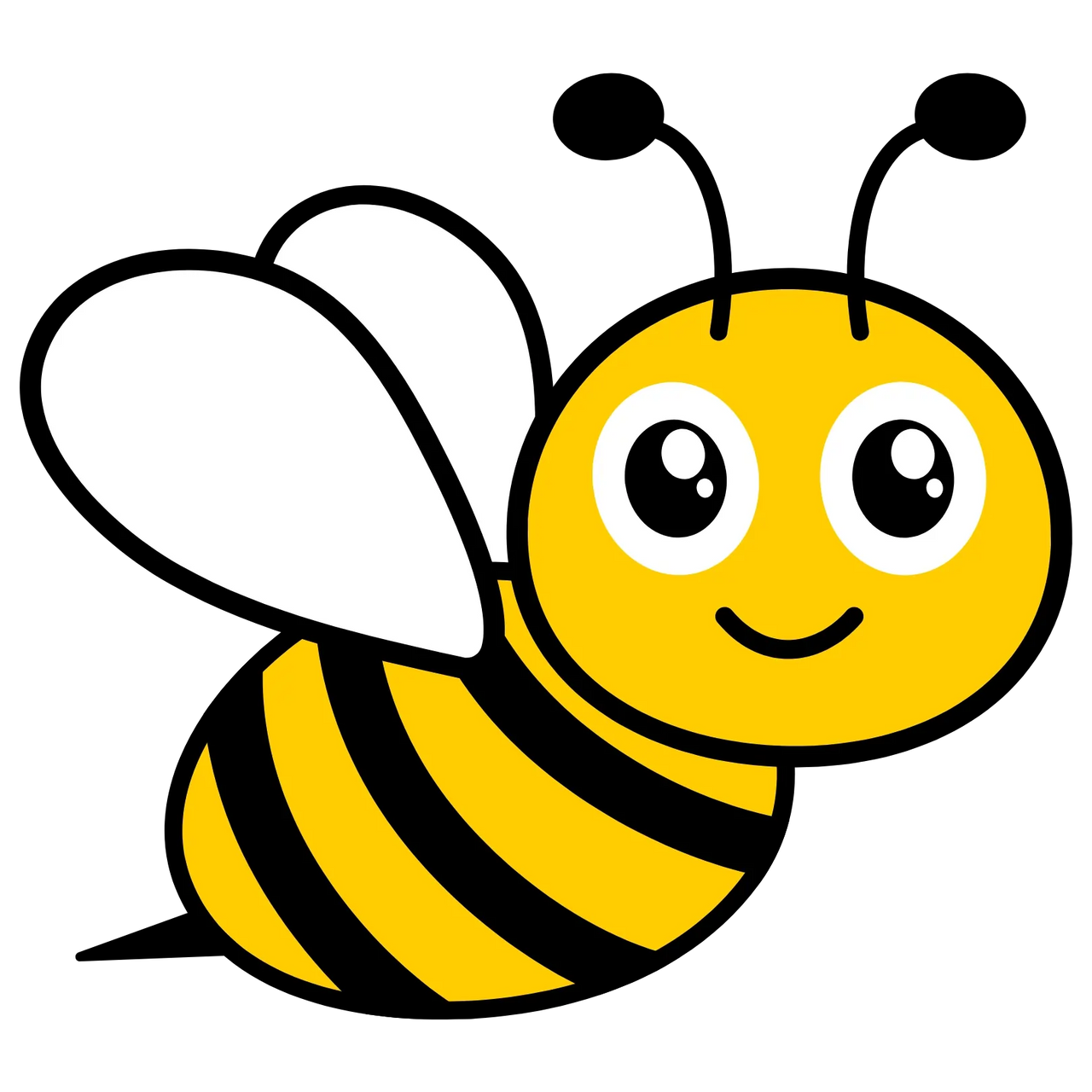 Illustration einer glücklichen Biene. Symbol für das besondere Bindemittel Bienenwachs im formbaren, magischen Spielsand von Sandolin.
