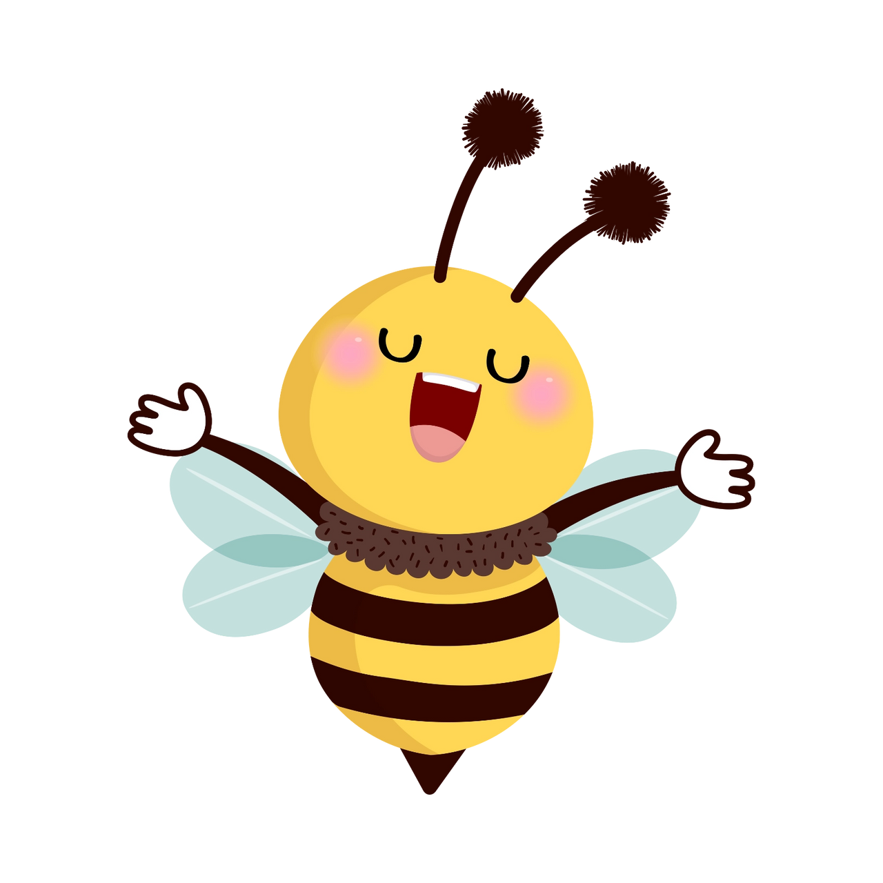 Glückliche Biene. Symbol für das Bienenwachs im magischen Spielsand von Sandolin.