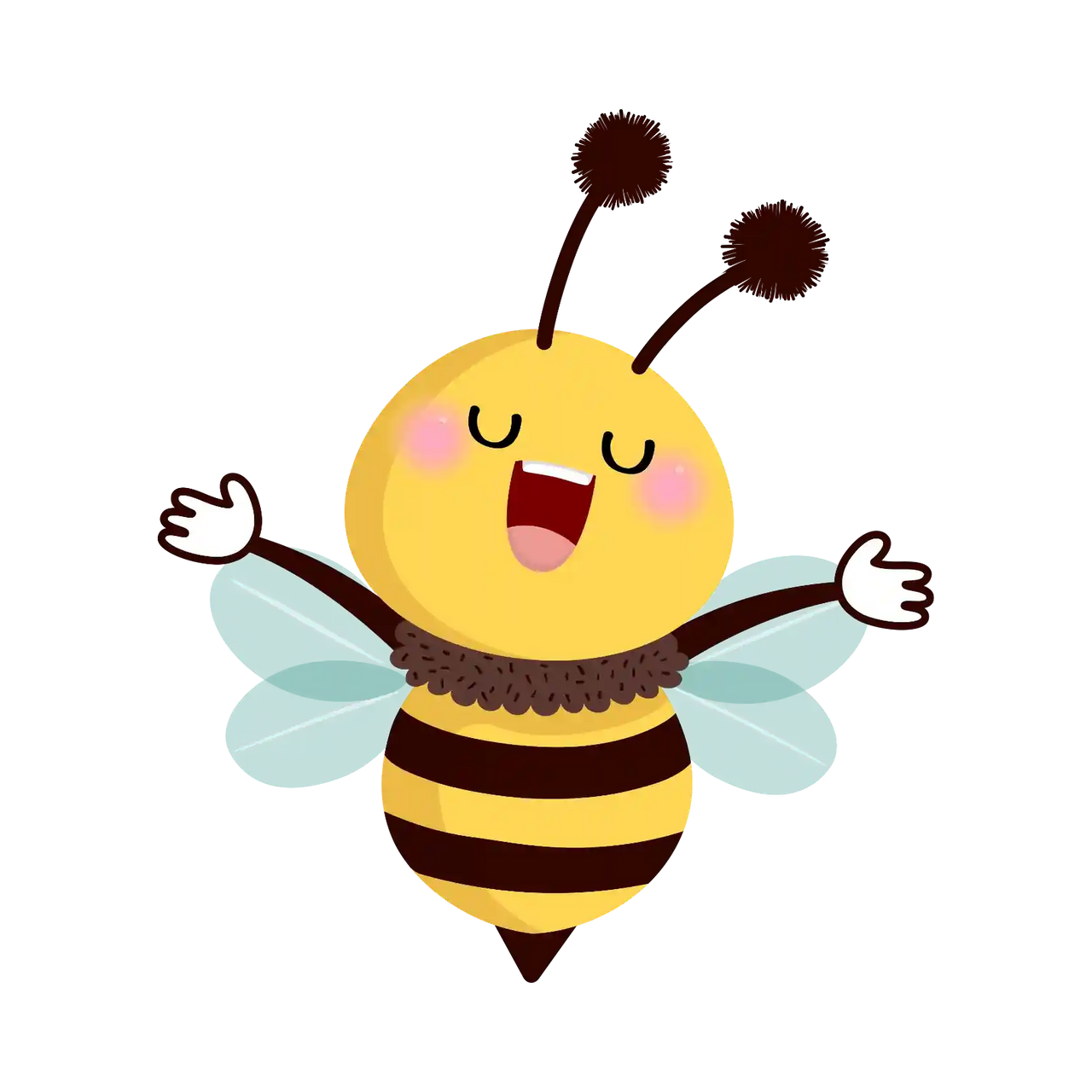 Glückliche Biene. Symbol für das Bienenwachs im magischen Spielsand von Sandolin.